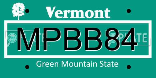 MPBB84 Vermont License Plate