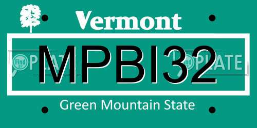 MPBI32 Vermont License Plate