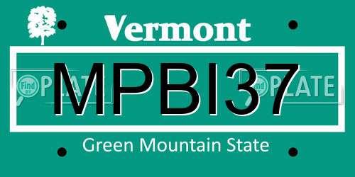 MPBI37 Vermont License Plate