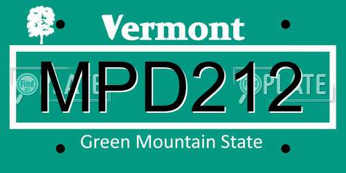 MPD212 Vermont License Plate