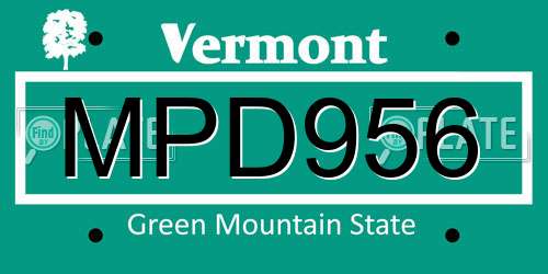 MPD956 Vermont License Plate
