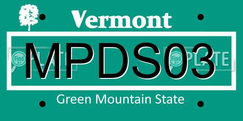 MPDS03 Vermont License Plate