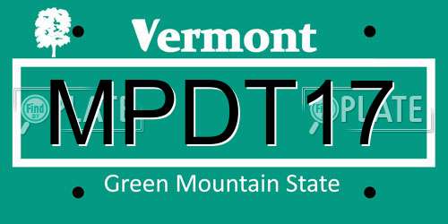 MPDT17 Vermont License Plate