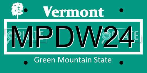 MPDW24 Vermont License Plate