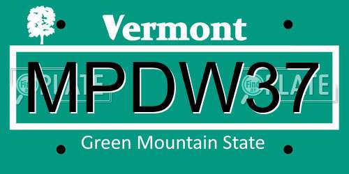 MPDW37 Vermont License Plate