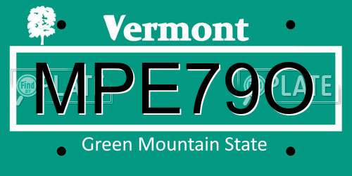 MPE79O Vermont License Plate