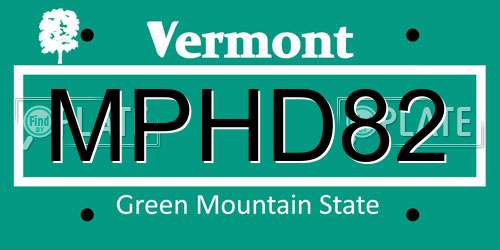 MPHD82 Vermont License Plate