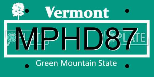 MPHD87 Vermont License Plate