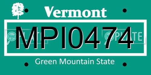 MPI0474 Vermont License Plate