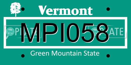 MPI058 Vermont License Plate