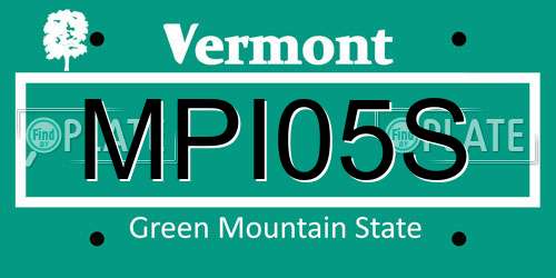 MPI05S Vermont License Plate