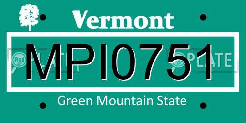 MPI0751 Vermont License Plate