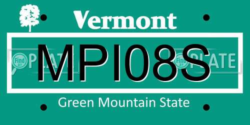 MPI08S Vermont License Plate