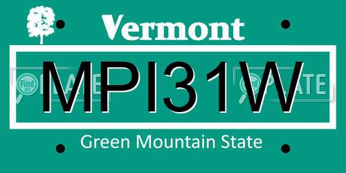 MPI31W Vermont License Plate