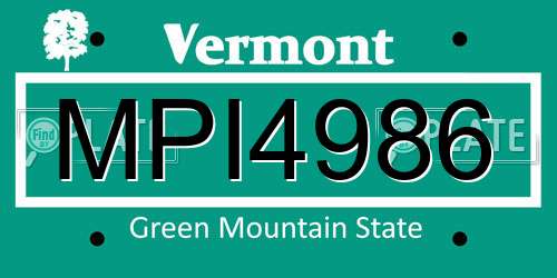 MPI4986 Vermont License Plate