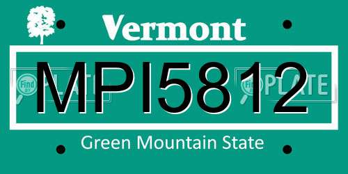 MPI5812 Vermont License Plate