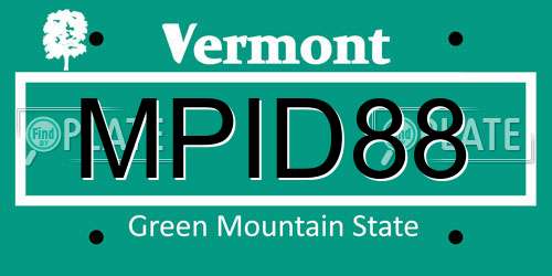 MPID88 Vermont License Plate