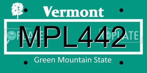MPL442 Vermont License Plate