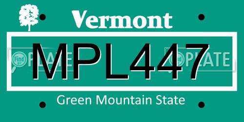 MPL447 Vermont License Plate