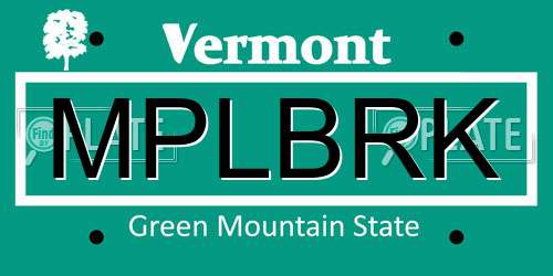 MPLBRK Vermont License Plate
