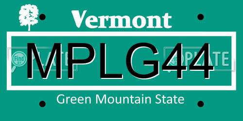 MPLG44 Vermont License Plate
