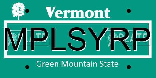 MPLSYRP Vermont License Plate