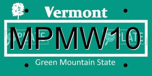 MPMW10 Vermont License Plate