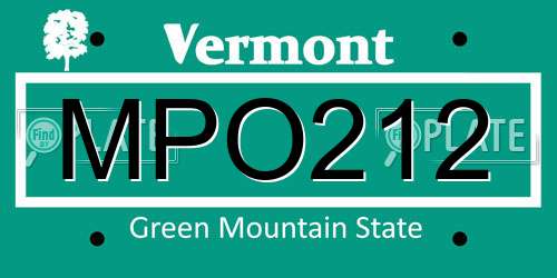 MPO212 Vermont License Plate