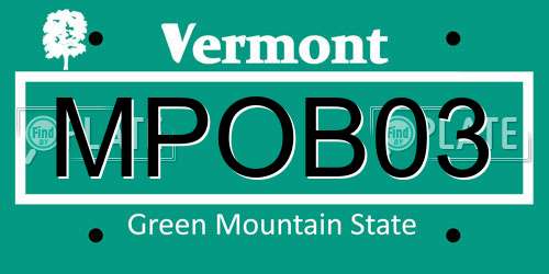 MPOB03 Vermont License Plate