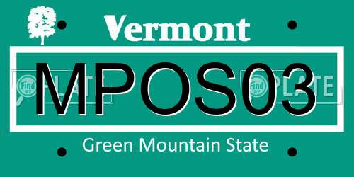 MPOS03 Vermont License Plate
