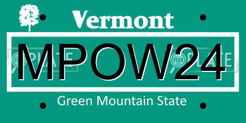 MPOW24 Vermont License Plate