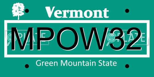 MPOW32 Vermont License Plate