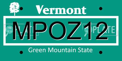 MPOZ12 Vermont License Plate