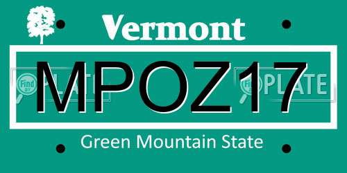 MPOZ17 Vermont License Plate