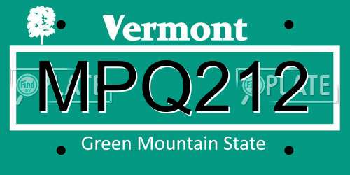 MPQ212 Vermont License Plate
