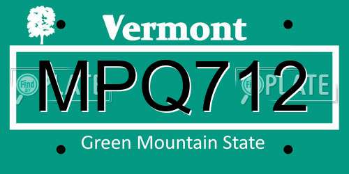 MPQ712 Vermont License Plate