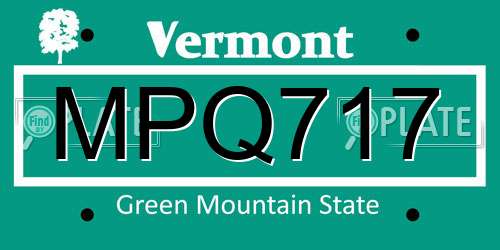MPQ717 Vermont License Plate
