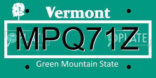 MPQ71Z Vermont License Plate