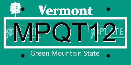MPQT12 Vermont License Plate