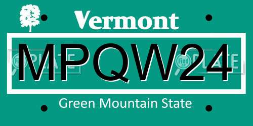MPQW24 Vermont License Plate