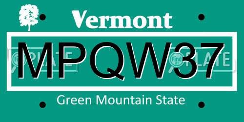 MPQW37 Vermont License Plate