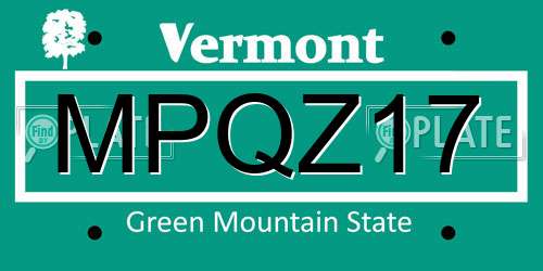 MPQZ17 Vermont License Plate