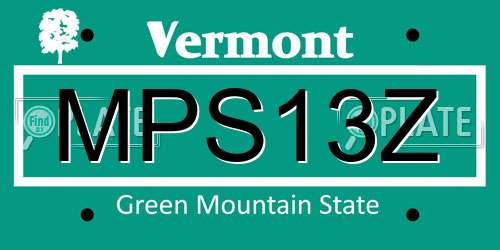 MPS13Z Vermont License Plate