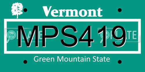 MPS419 Vermont License Plate