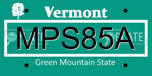 MPS85A Vermont License Plate