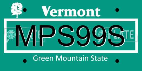 MPS99S Vermont License Plate
