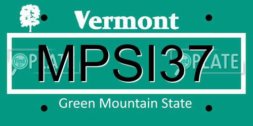 MPSI37 Vermont License Plate