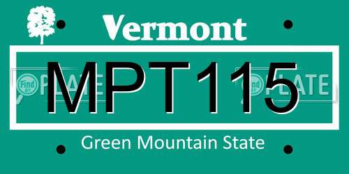 MPT115 Vermont License Plate