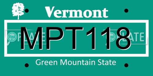 MPT118 Vermont License Plate