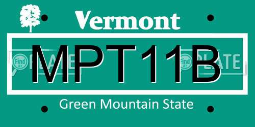 MPT11B Vermont License Plate